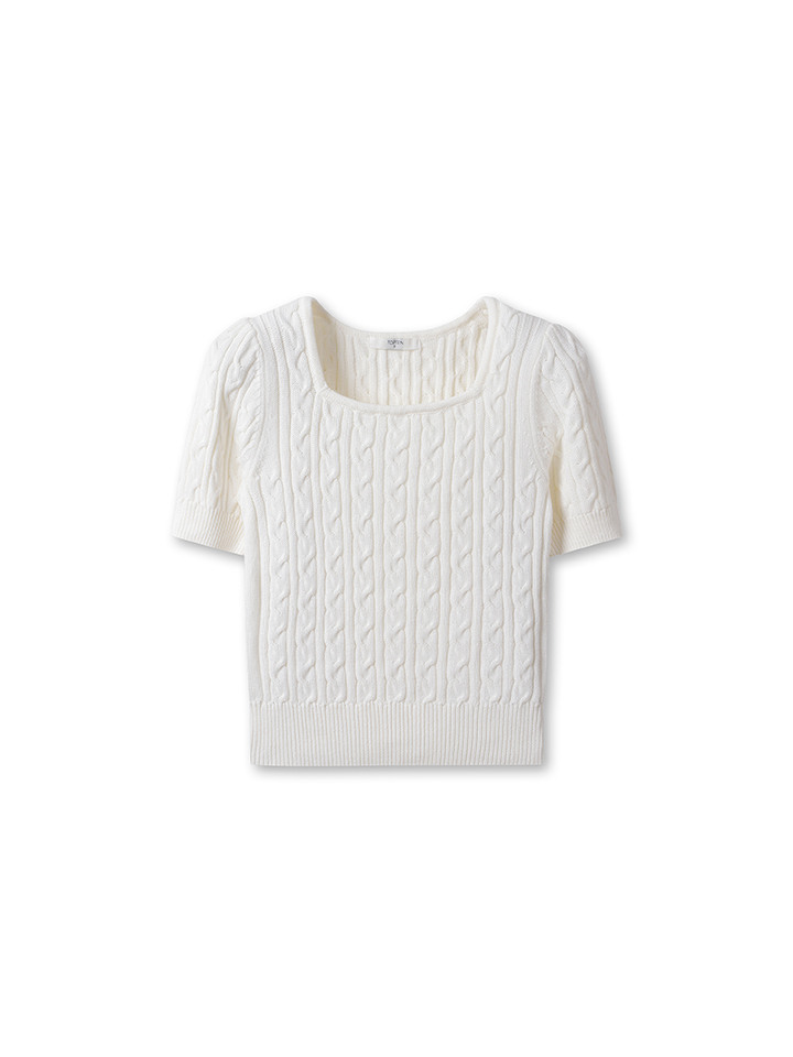 여성) 수피마 코튼 스퀘어넥 스웨터