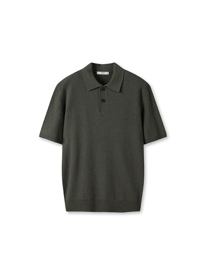 남성) 부클 버튼 카라 스웨터