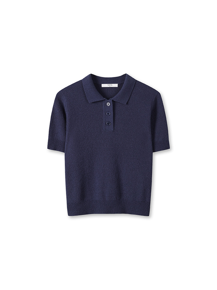 여성) 부클 버튼 카라 스웨터