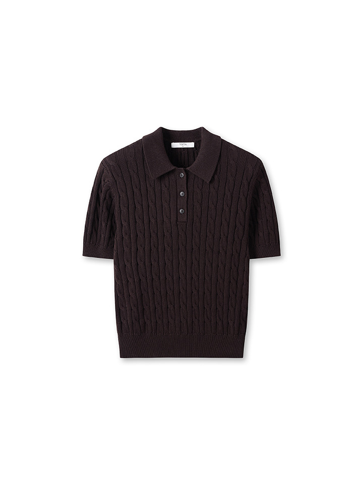 여성) 수피마 코튼 버튼 카라 스웨터