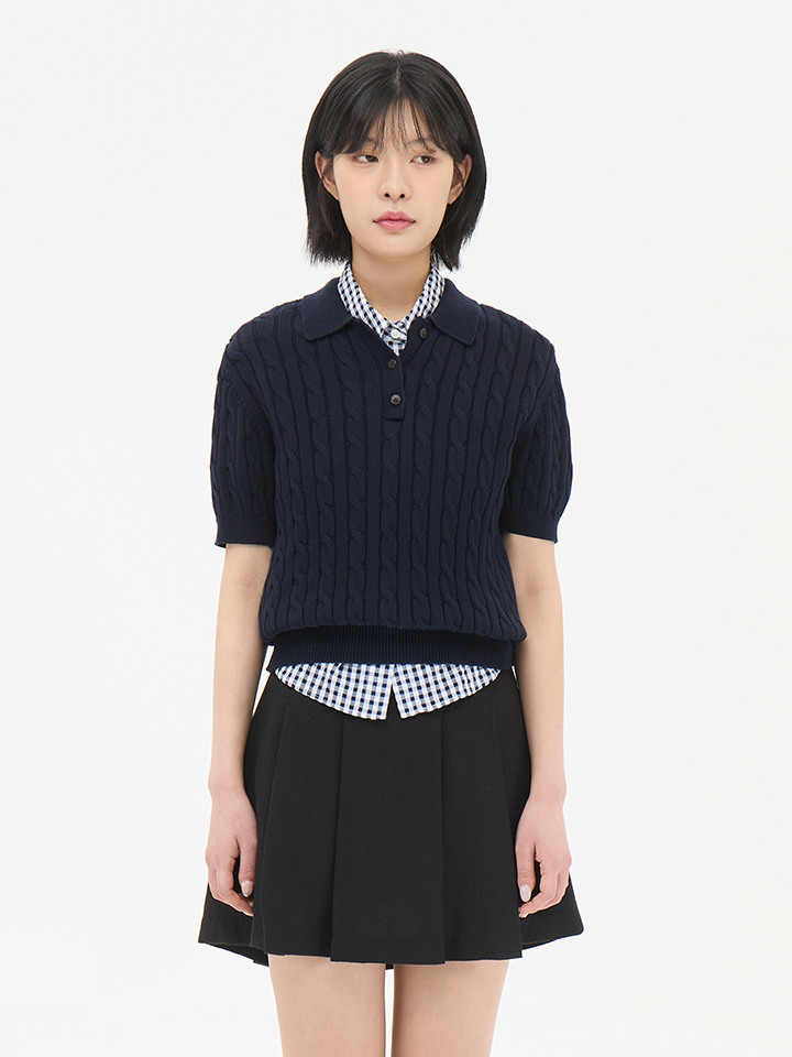 여성) 수피마 코튼 버튼 카라 스웨터