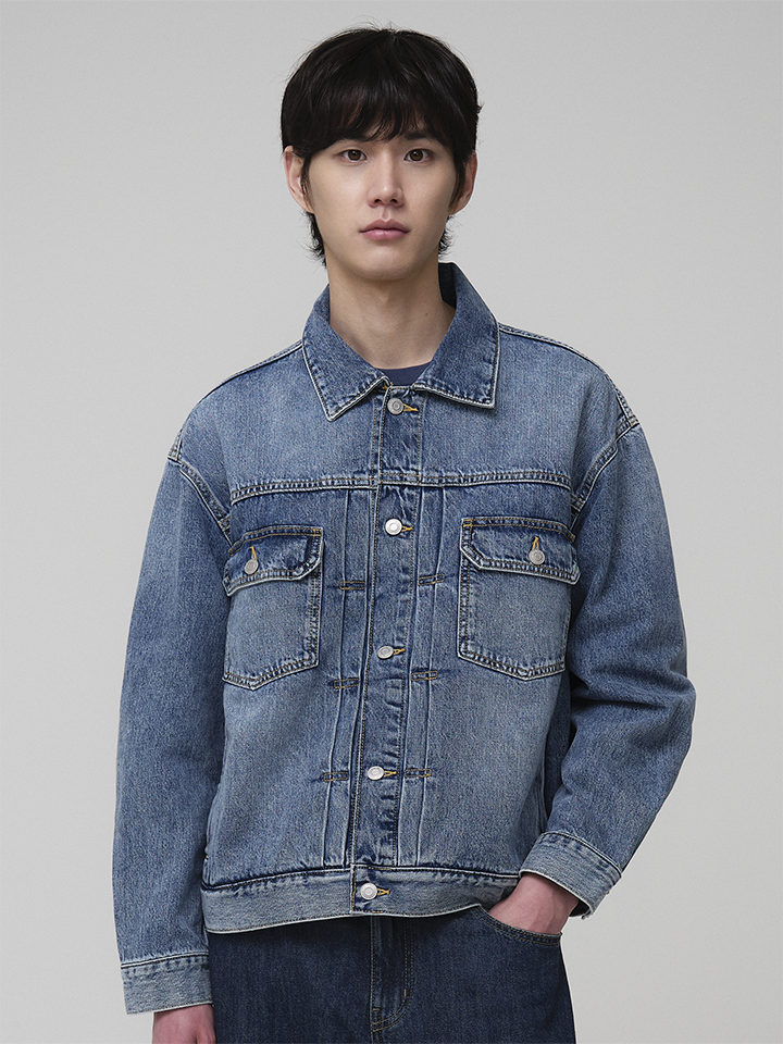 남성) 데님 오버핏 트러커 재킷