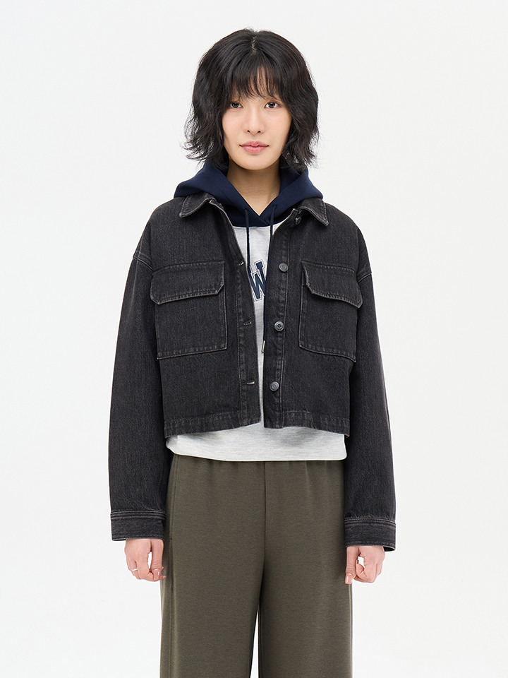 여성) 데님 아웃포켓 셔츠 재킷