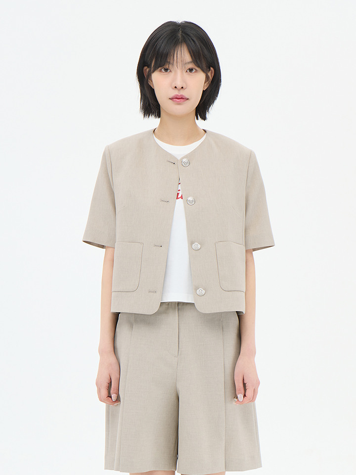 여성) 쿨터치 라운드넥 숏슬리브 재킷(SET MSF2PH2501)