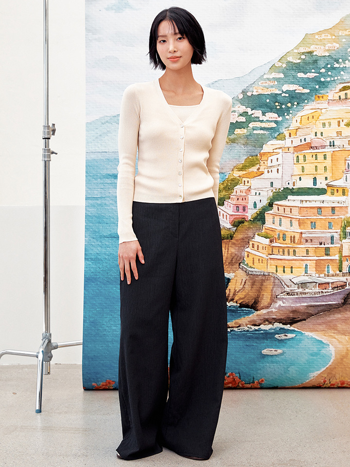 여성) 크링클 와이드 밴딩 팬츠