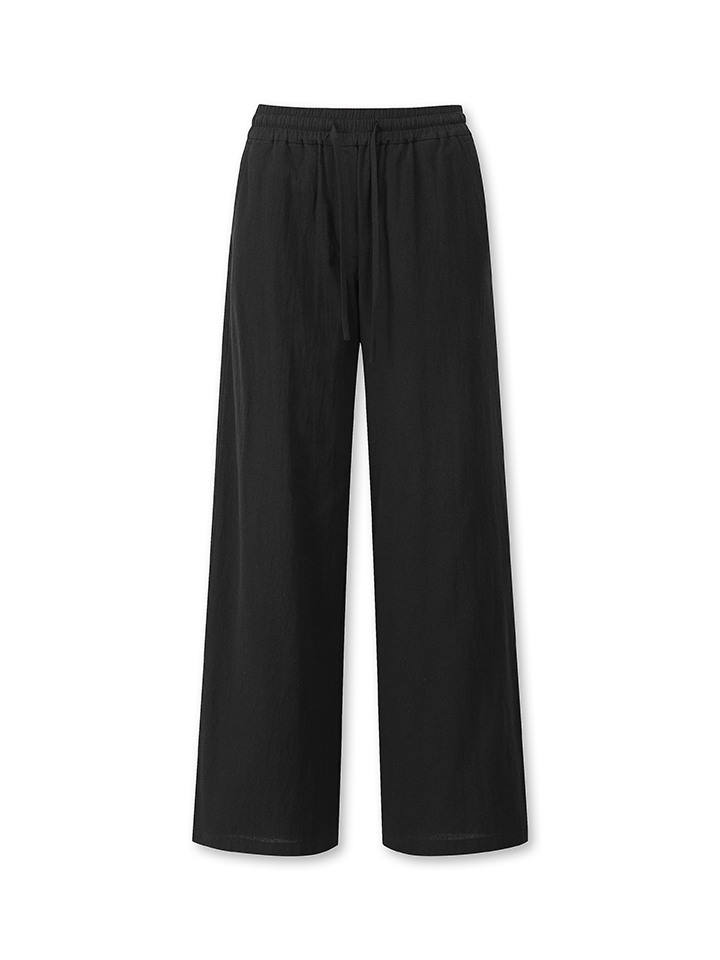 여성) 리넨라이크 와이드 밴딩 팬츠