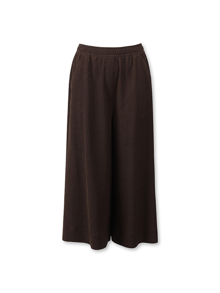 여성) 크링클 와이드 앵클 밴딩 팬츠