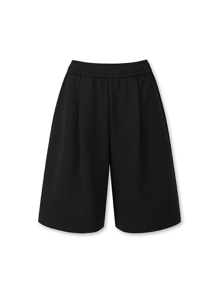 여성) 더블니트 원 턱 버뮤다 스웨트쇼츠