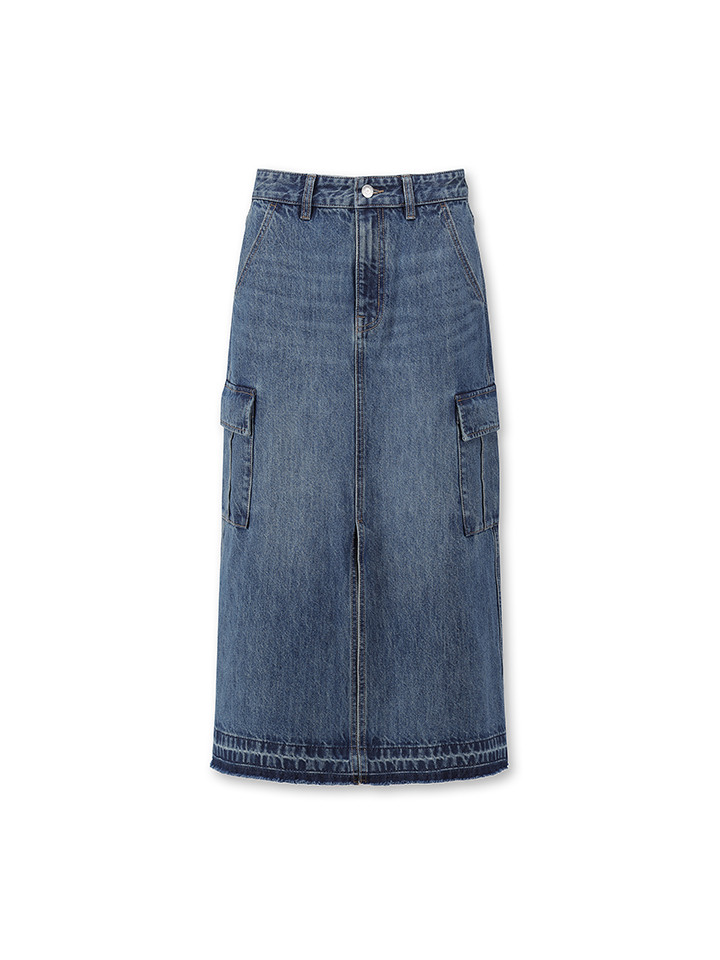 여성) 데님 카고 롱 스커트