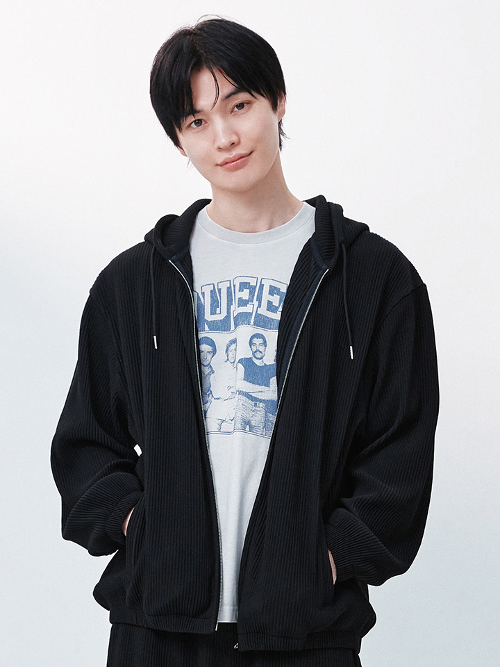 공용) 플리츠 후드 집업