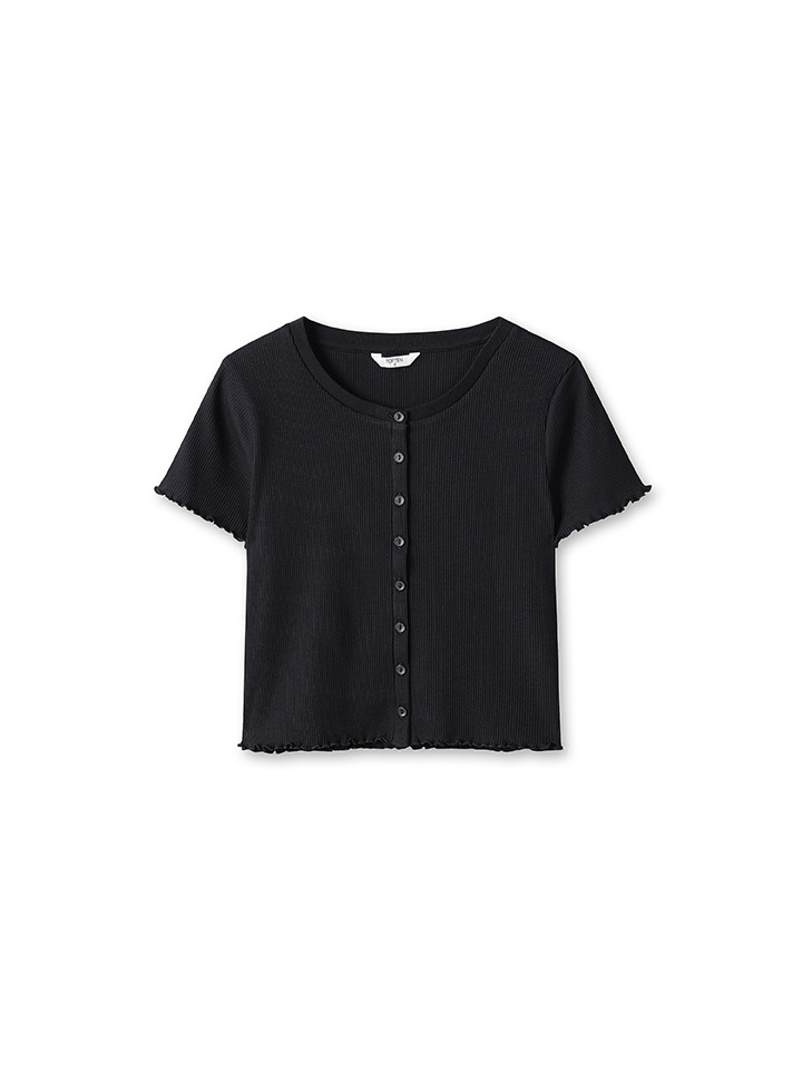 여성) 코튼 립 반팔 가디건