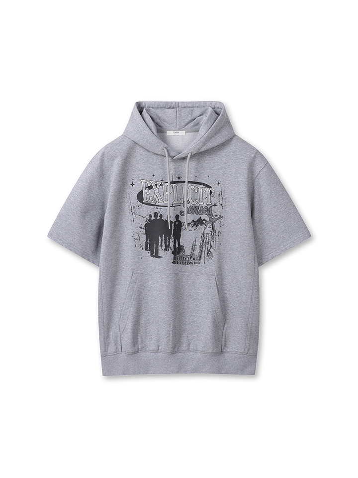 남성) 라이트테리 그래픽 반팔 스웨트 후디