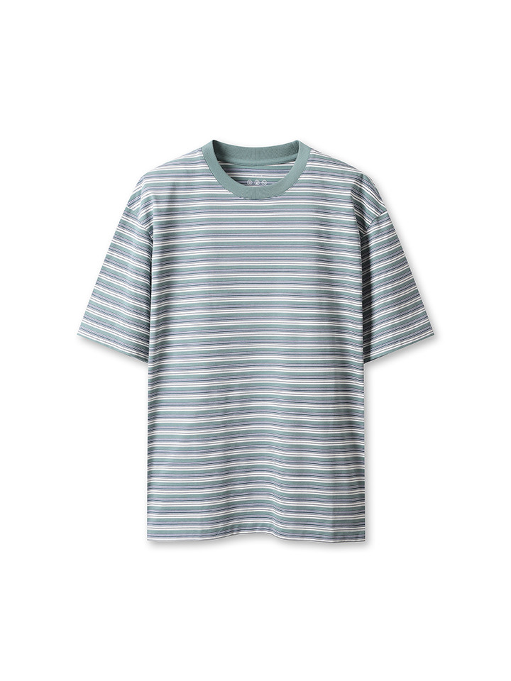 남성) 쿨에어 코튼 스트라이프 반팔 티