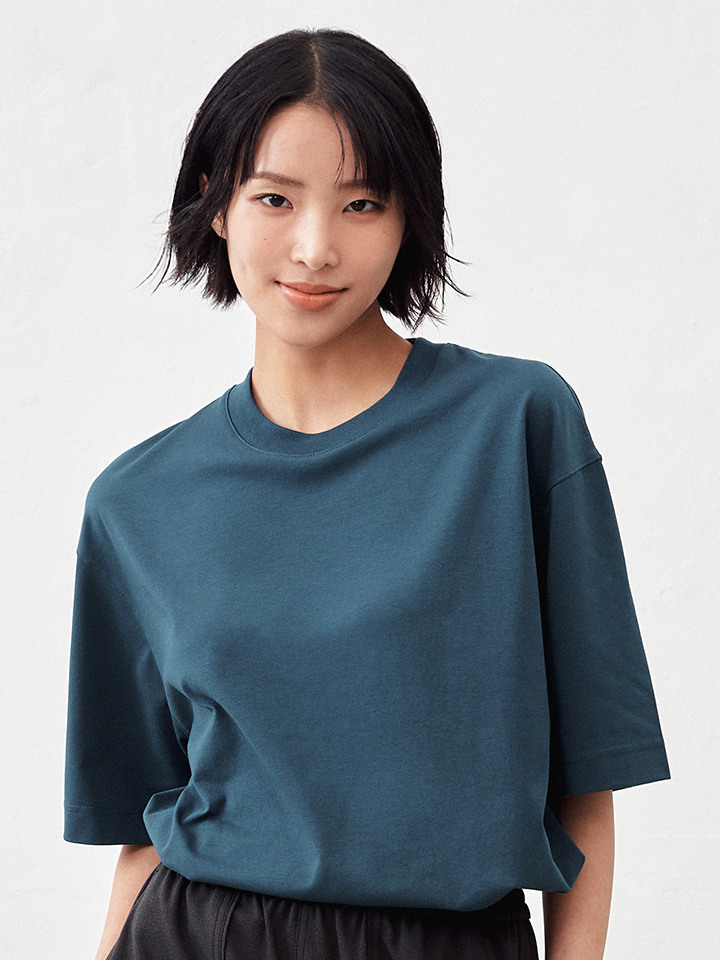 여성) 쿨에어 코튼 크루넥 반팔 티 (오버핏)