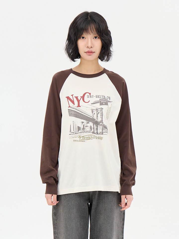 여성) 라글란 그래픽 긴팔 티(루즈핏)