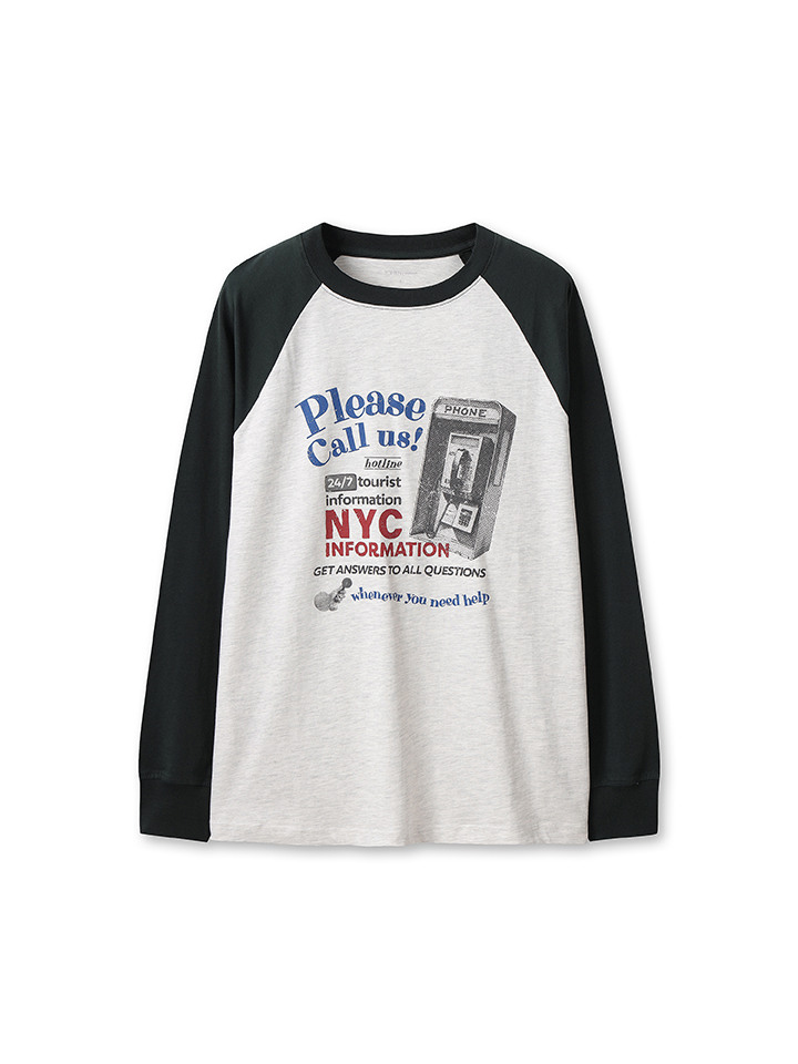 여성) 라글란 그래픽 긴팔 티(루즈핏)