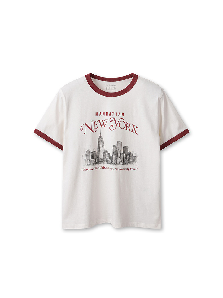 여성) 오가닉 코튼 그래픽 반팔 티 (NEWYORK)