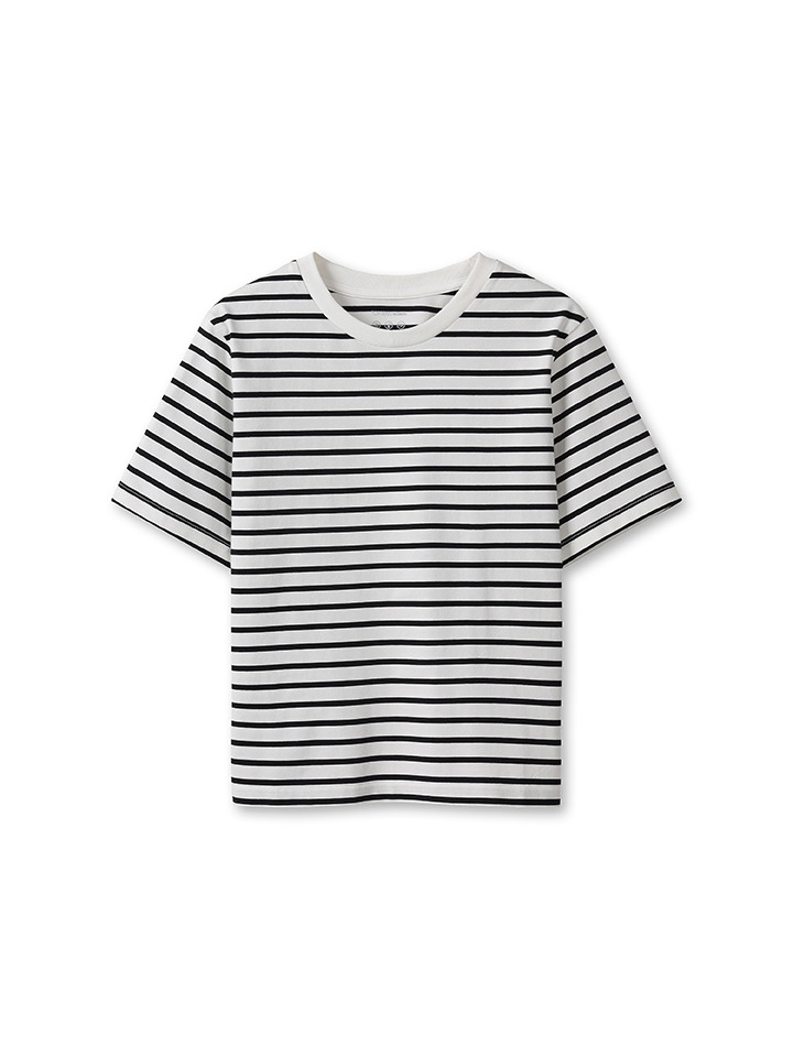 여성) 쿨에어 코튼 스트라이프 반팔 티