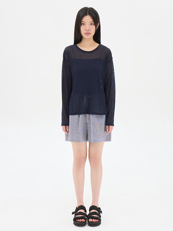 여성) 코튼 시어서커 4부 이지 쇼츠