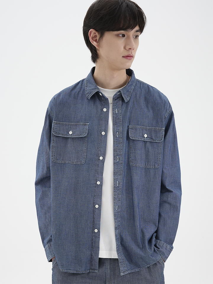 남성) 샴브레이 워크 셔츠