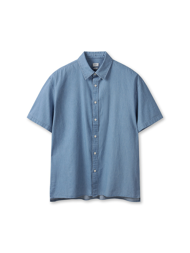 남성) COOL 데님 오버핏 반팔 셔츠
