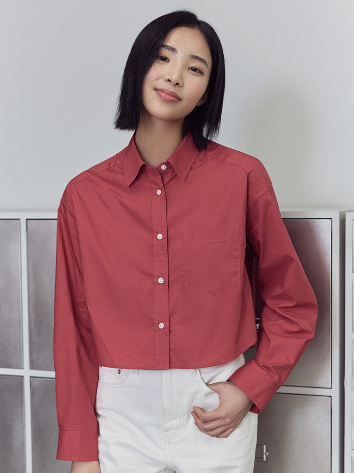 여성) 포플린 크롭 셔츠