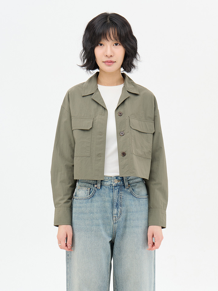여성) 나일론 크롭 워크셔츠(SET UP)