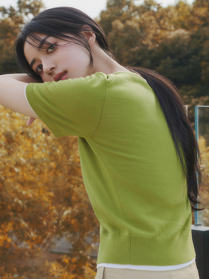 여성) 프리미엄 화인 메리노 반팔 스웨터