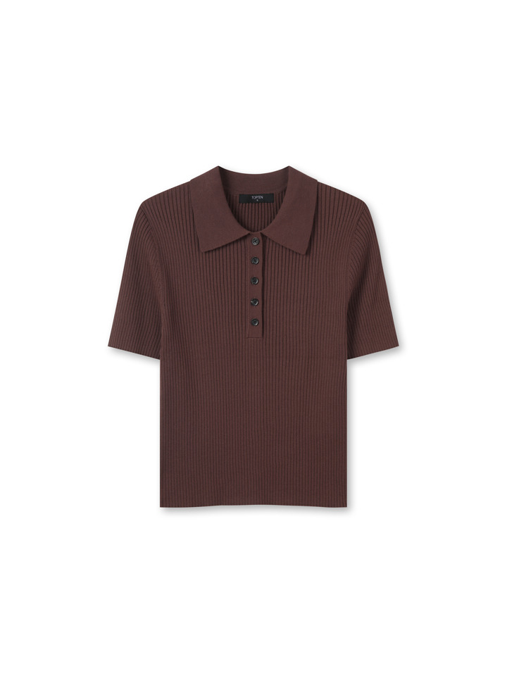 여성) 폴로넥 5부 스웨터