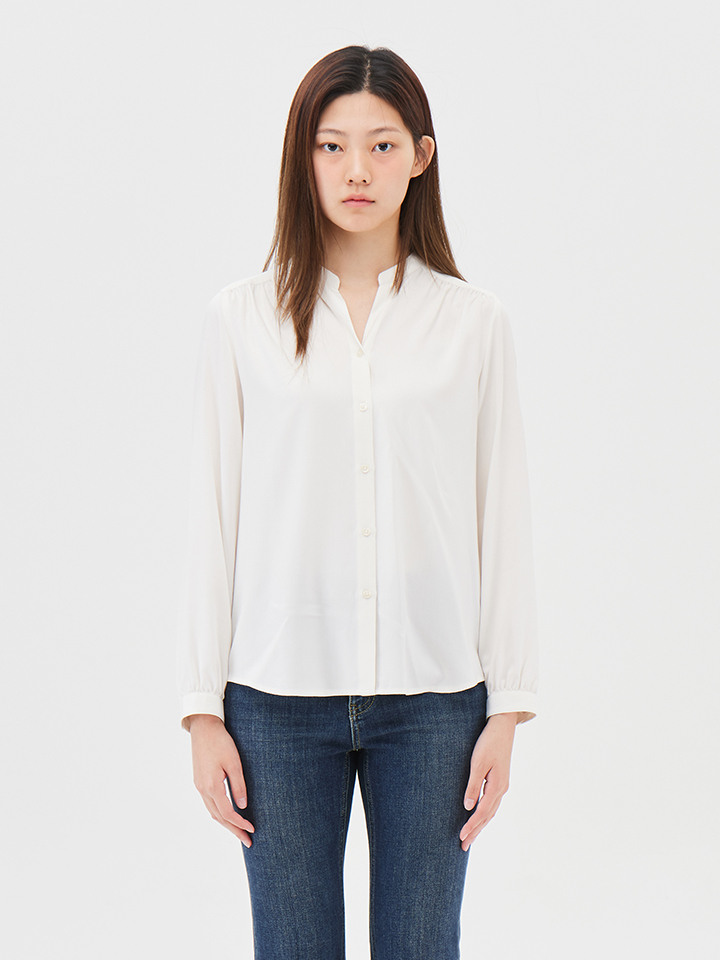 여성) 레이온 V넥 블라우스