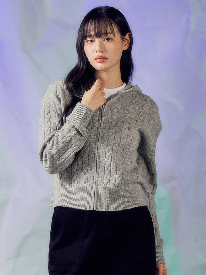 여성) 퍼펙트 램스울 후드 가디건
