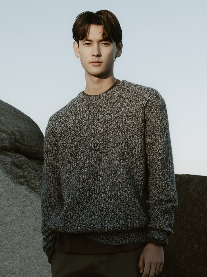 남성) 알파카 블렌드 트위드 스웨터