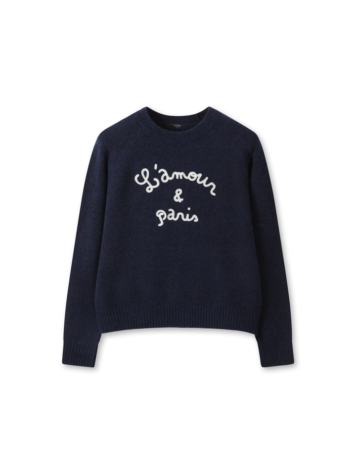 여성) 커스터드얀 레터링 스웨터