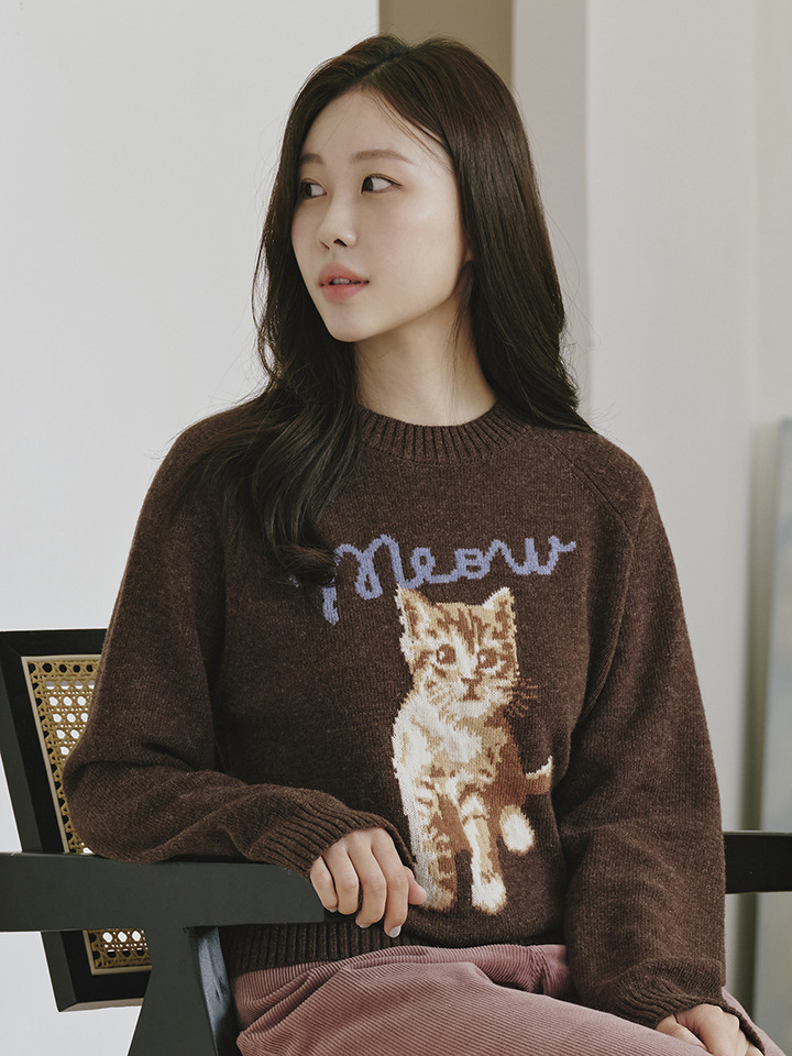 여성) 램스울 블렌드 레터링 스웨터