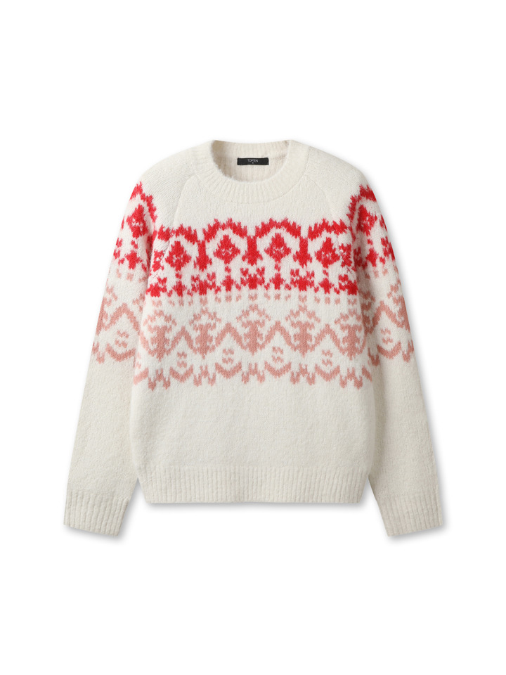 여성) 커스터드얀 패턴 스웨터