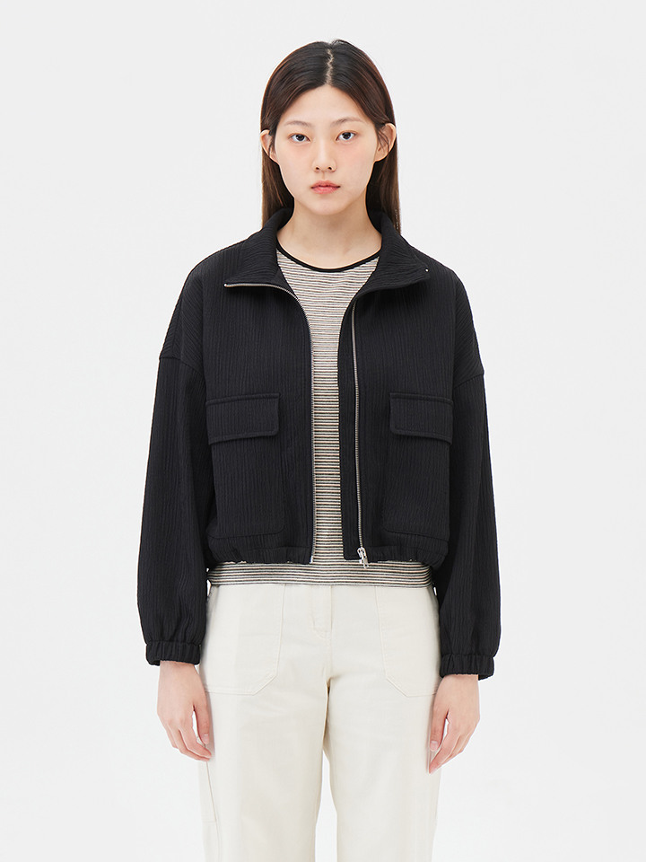 여성) 아웃포켓 하이넥 점퍼