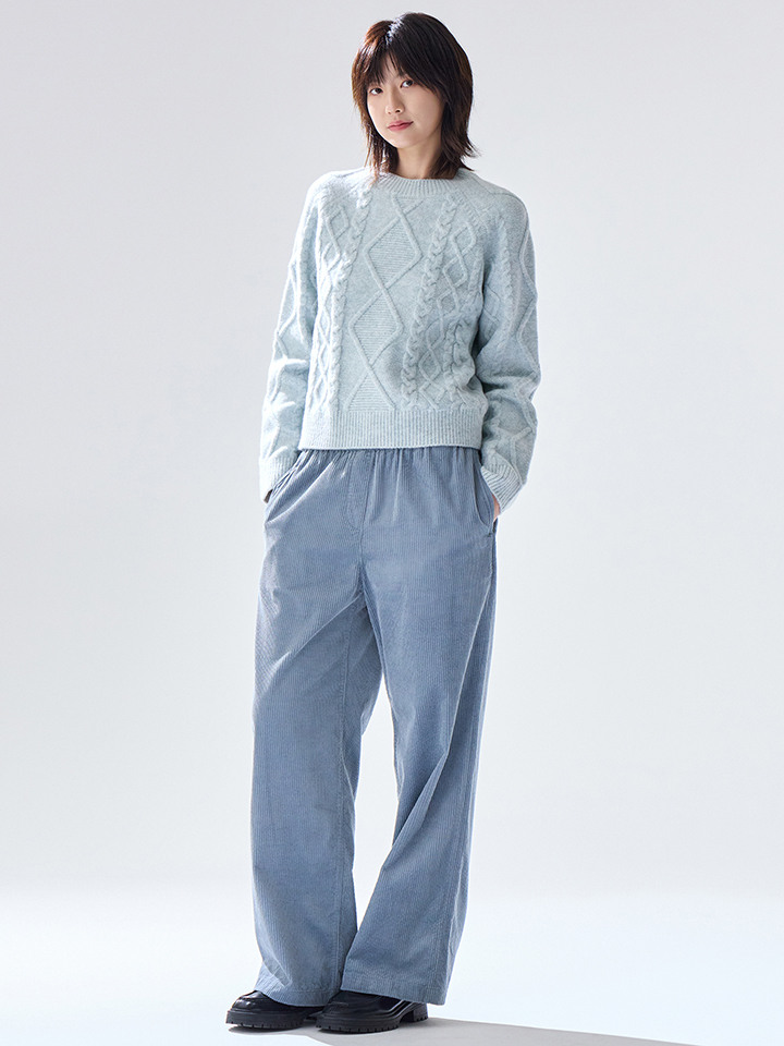 여성) 코듀로이 와이드 밴딩 팬츠