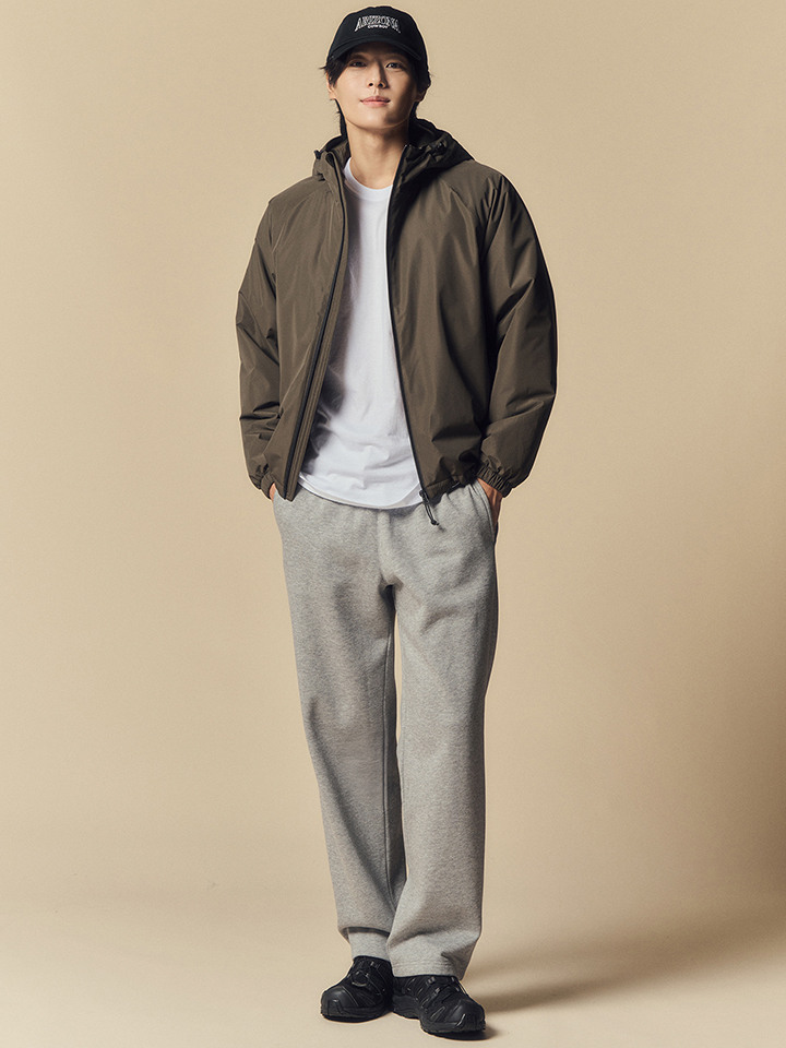 남성) 플리스 턱 와이드 스웨트팬츠