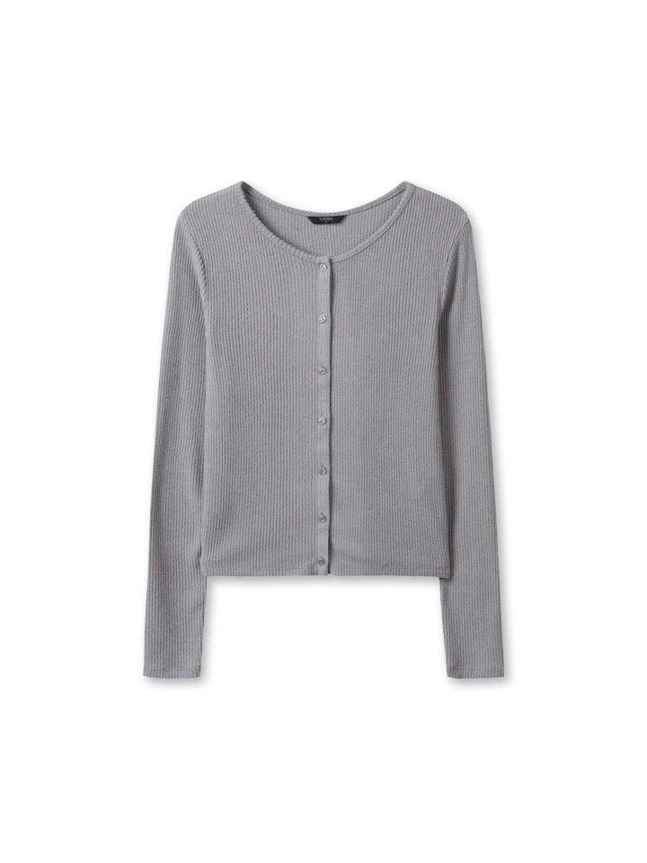 여성) 립 크루넥 버튼 가디건