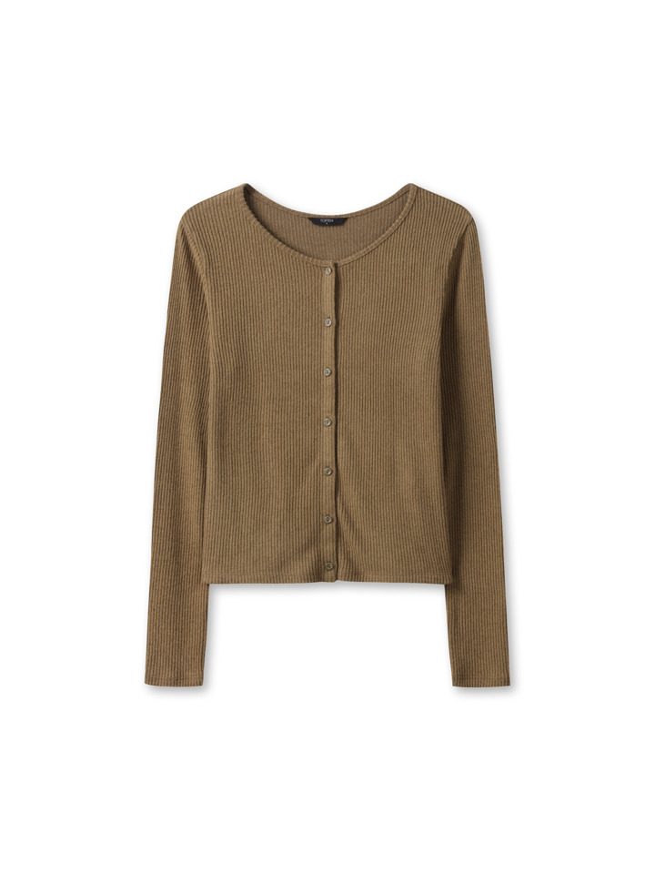 여성) 립 크루넥 버튼 가디건