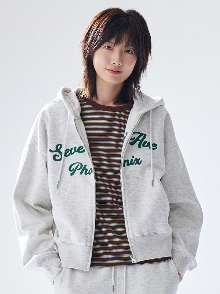 여성) 플리스 그래픽 후드 집업 (SET-UP)