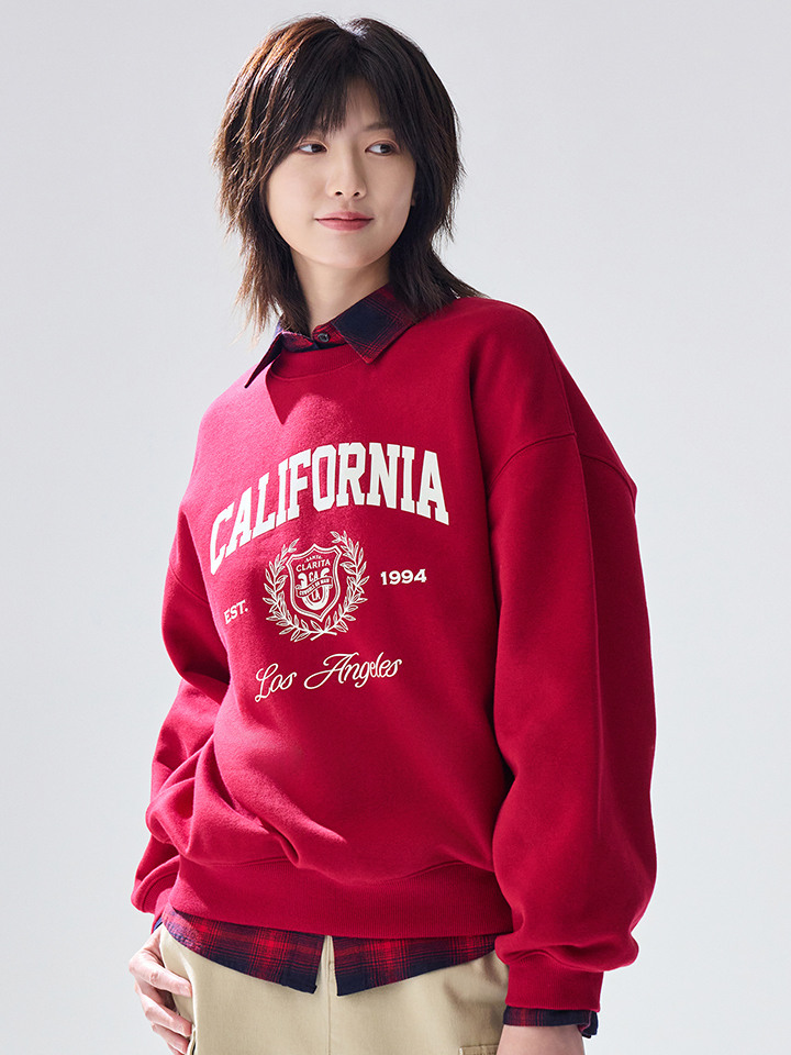 여성) 플리스 그래픽 스웨트셔츠