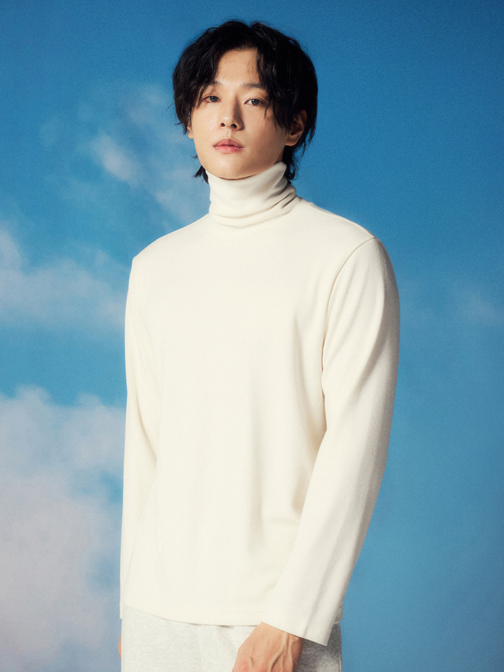 남성) 브러쉬드 립 터틀넥 긴팔 티