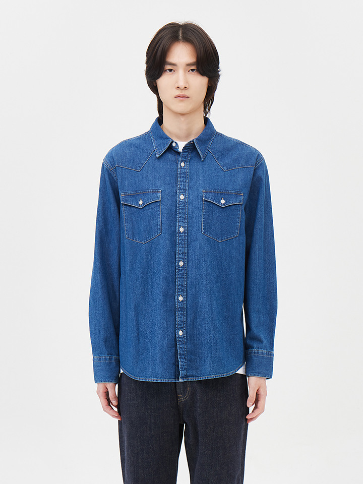 남성) 데님 웨스턴 셔츠