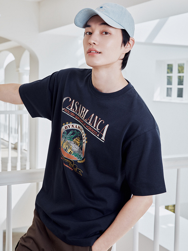 공용) 데님 그래픽 자수 볼캡