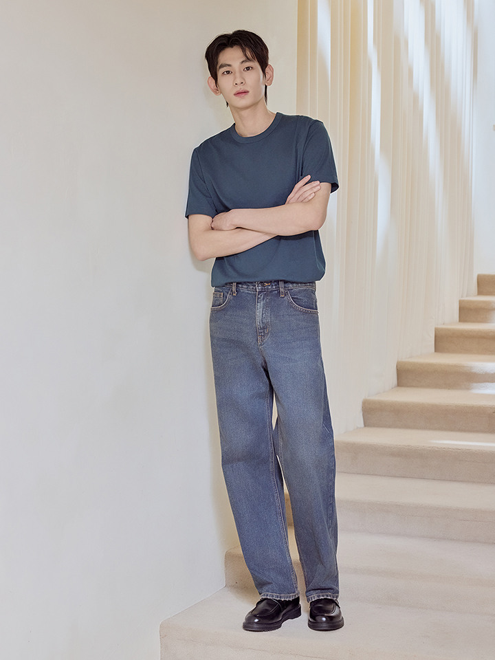 남성) 세미 와이드 데님