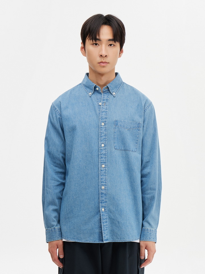 남성) 데님 버튼다운 셔츠
