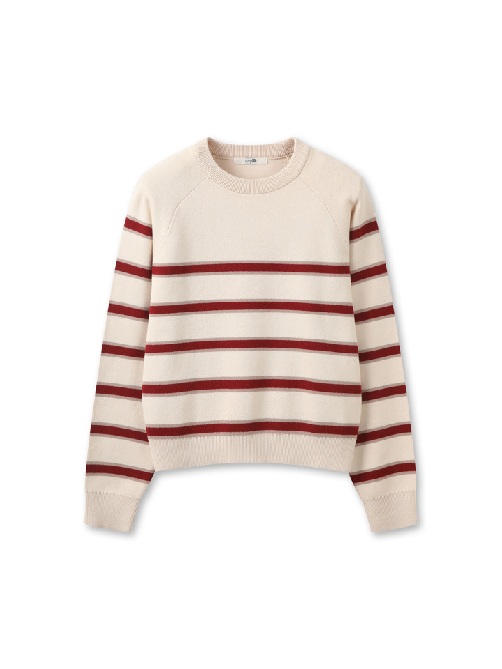 여성) 코튼블렌드 스웨터 (스트라이프)