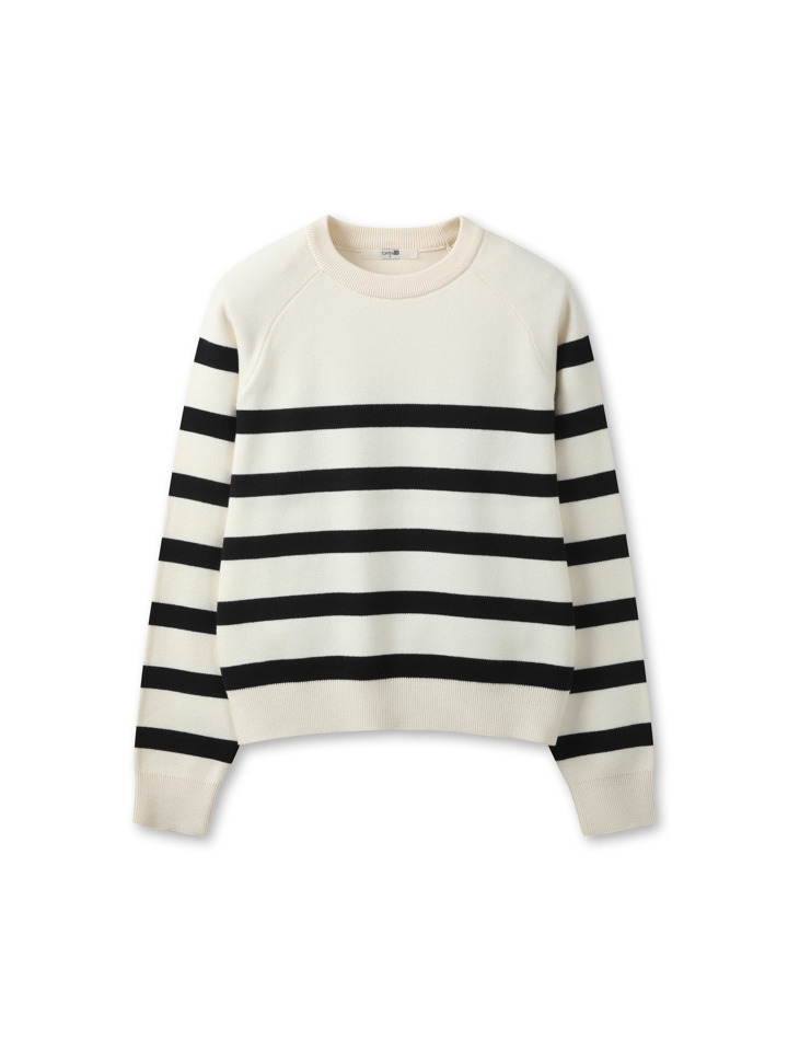 여성) 코튼블렌드 스웨터 (스트라이프)