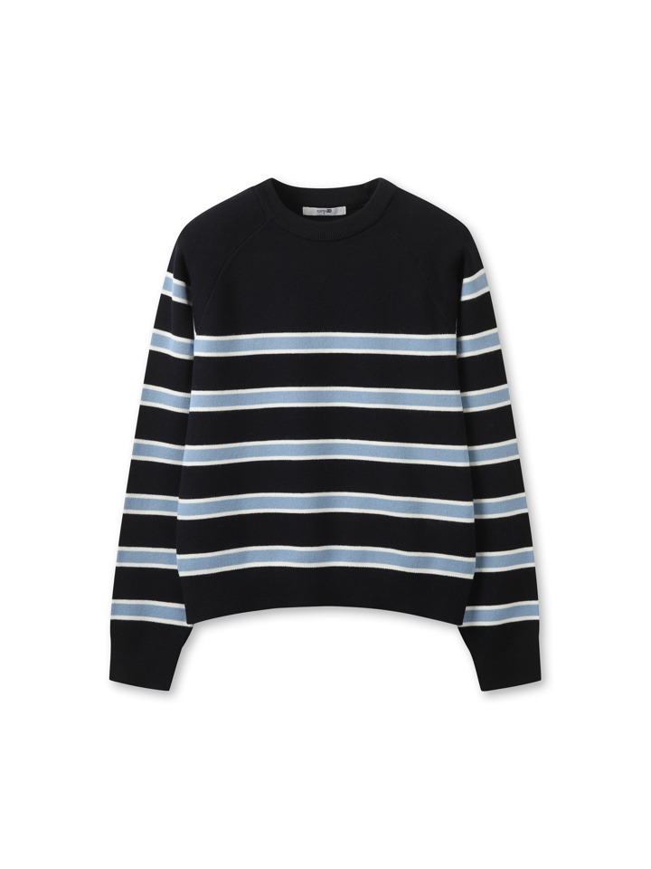 여성) 코튼블렌드 스웨터 (스트라이프)